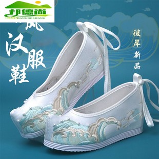 原创搭配古风汉服鞋 内增高明制古装 春秋季 子女绣花鞋 布鞋 老北京鞋