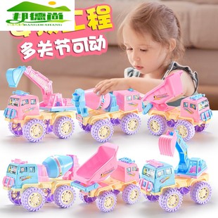 儿童挖沙工具宝宝男女孩沙滩车 大号工程车玩具仿真搅拌挖掘机套装