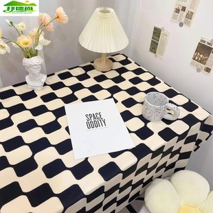 ins英伦风棋盘格子桌布网红学生书桌卧室改造茶几餐桌宿舍背景布