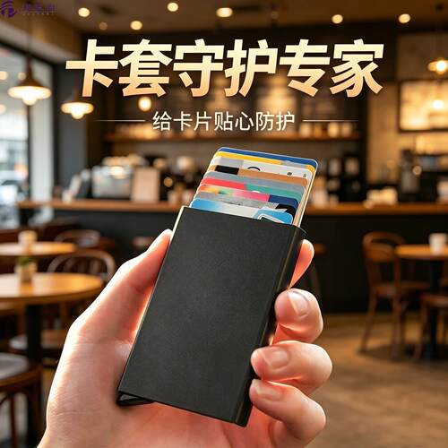 银卡卡套防消磁卡包男式金属自动弹出式身份证证件防盗防刷保护套