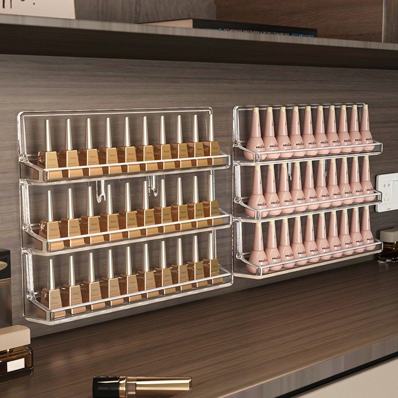 指甲油展示架上墙美甲店墙面装饰收纳穿戴甲色板光疗甲油胶置物架