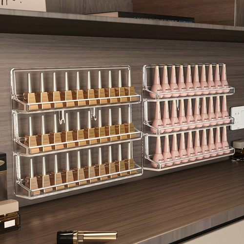 指甲油展示架上墙美甲店墙面装饰收纳穿戴甲色板光疗甲油胶置物架