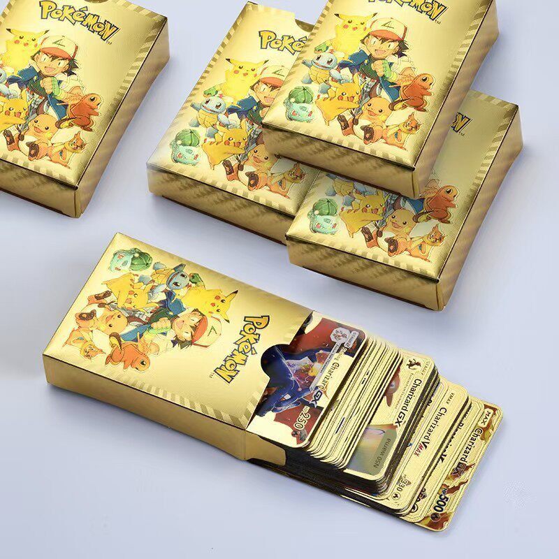 神奇宝贝金箔卡黑卡宝可宠物小精灵梦口袋妖怪卡牌游戏英文闪卡