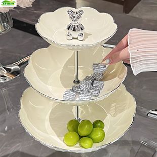 轻奢高档水果盘家用客厅茶几摆件前台糖果摆放零食盘塑料多层果盘