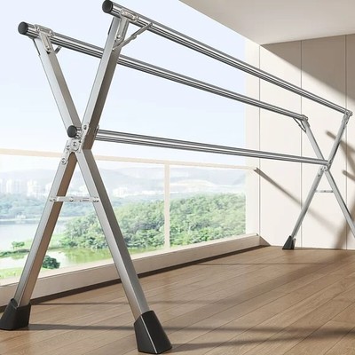 折叠晾衣架室内家用阳台晾衣杆卧室不锈钢室外凉伸缩杆晒被子神器