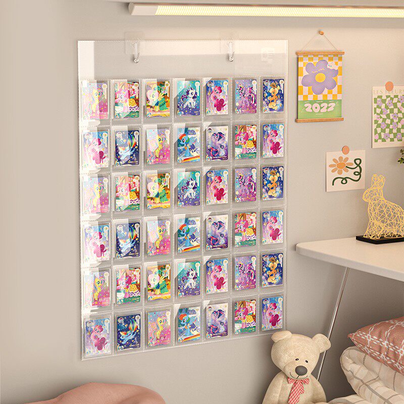 挂墙卡牌展示架 48格卡片收纳挂袋 小清新卡位架 叶罗丽谷子摆放