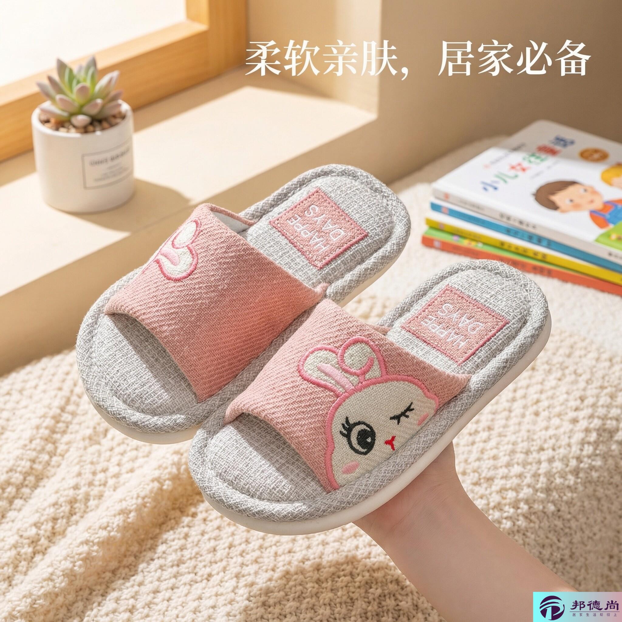 儿童拖鞋春款女款2026新款儿童专用女孩静音室内春季亚麻棉麻女童图片