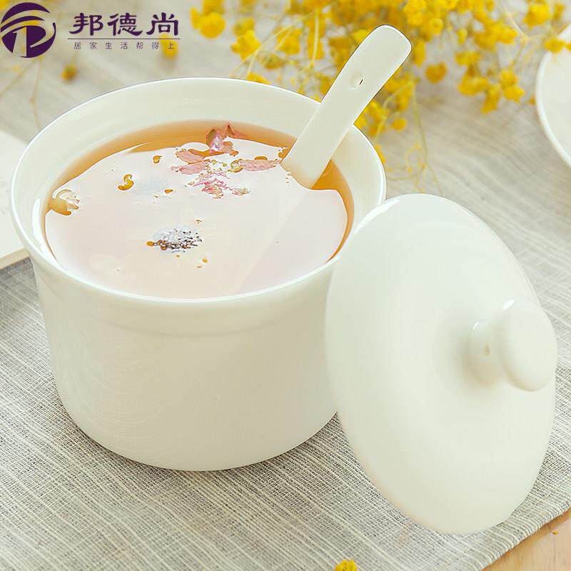 景德镇陶瓷骨瓷纯白带盖子陶瓷小炖盅锅燕窝汤盅儿童蒸蛋碗汤盅酒