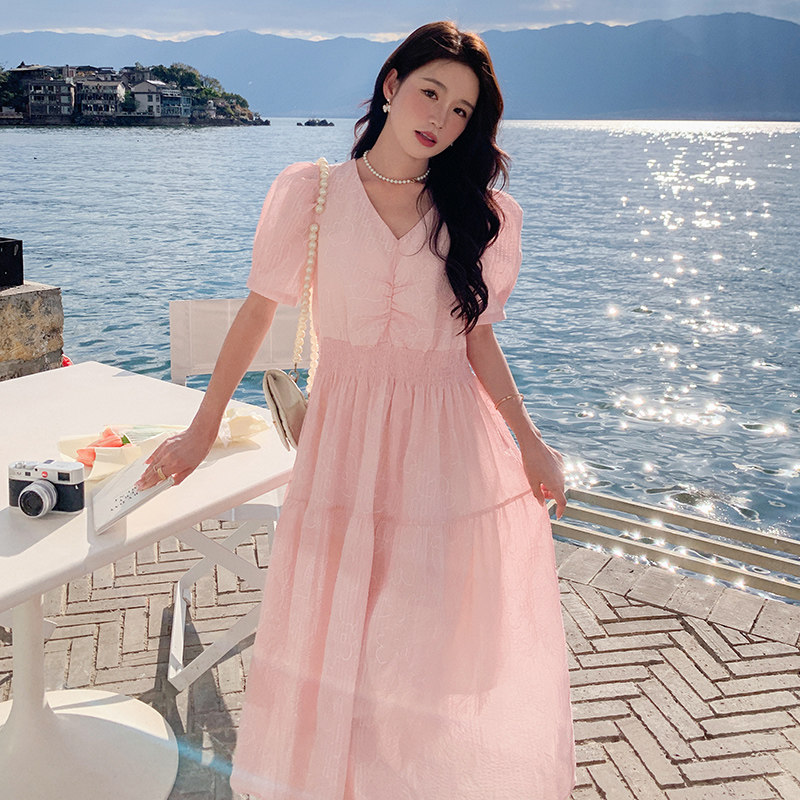 现货甜美清新泡泡袖肌理感连衣裙2C369-6003-P115控168，女装连衣裙，浙宝271