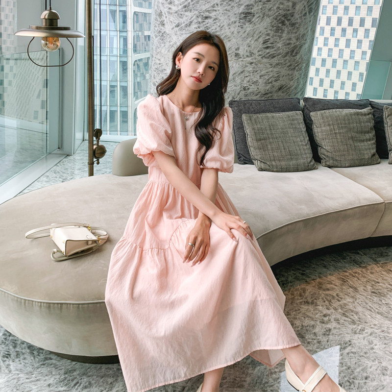 现货不挑人浪漫法式泡泡袖粉色连衣裙2C369-6010-P115控168，女装连衣裙，浙宝271