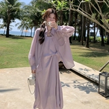 浅紫色轻薄衬衫吊带连衣裙套装女夏2025新款长裙法式气质减龄爆款，女装套装/套裙，浙宝271