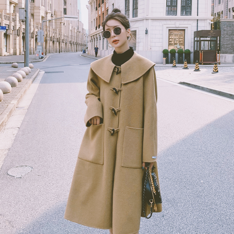 好款主推现货271-8733-P185高品质海军领学院风牛角扣大衣控258，女装毛呢外套，浙宝271