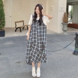 更新买家秀现货假两件针织拼接格子连衣裙2C369-6283P135K198，女装连衣裙，浙宝271