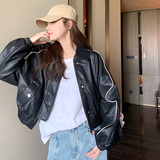 美式黑色机车服外套女春秋2025新款超火好看高级小众皮衣夹克上衣，女装皮衣，浙宝271