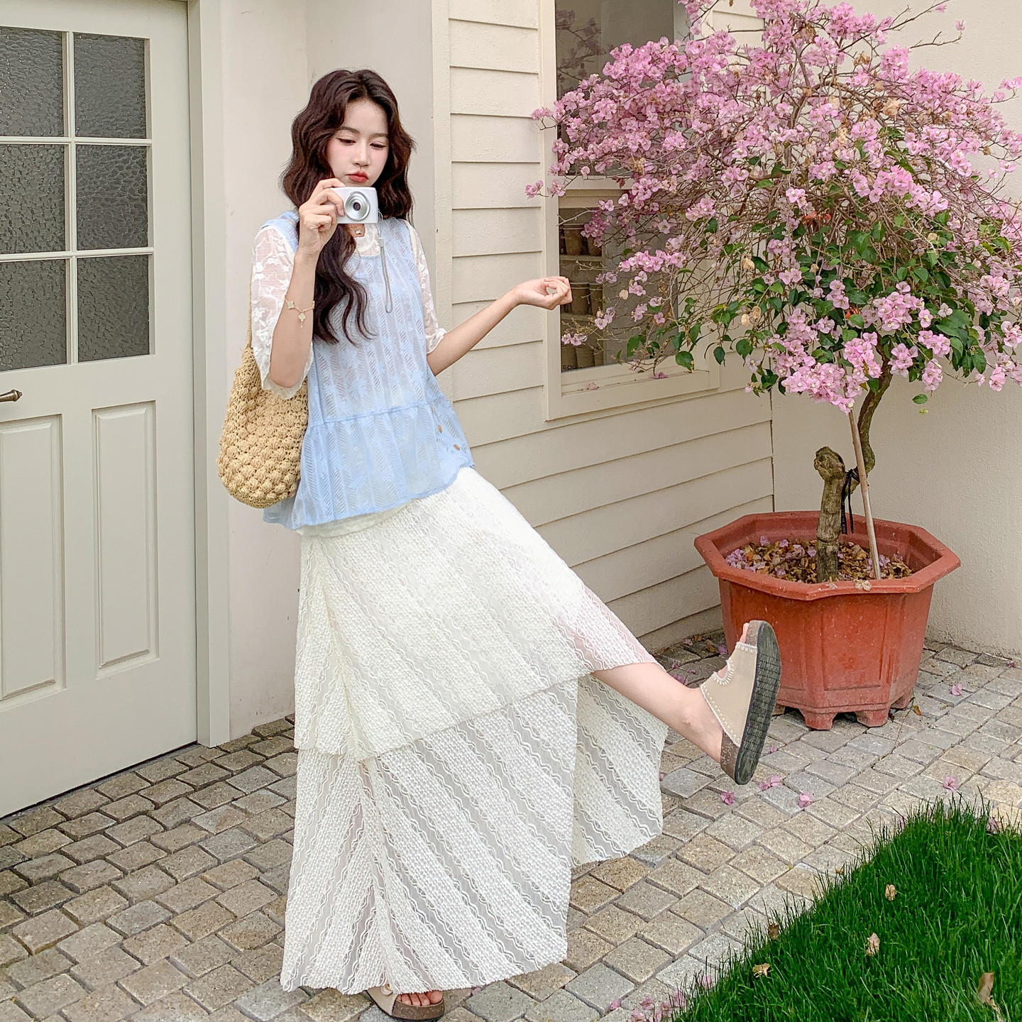 现货2C369-6313P165K268新款上身叠穿2件套T+马甲没有裙子，女装套装/套裙，浙宝271