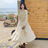 白色法式长袖连衣裙女2025年春季新款开春绝美气质裙子，女装连衣裙，浙宝271