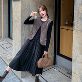 现货买家秀新款连衣裙+美拉德咖色马甲套装271-8102-P155K218，女装连衣裙，浙宝271