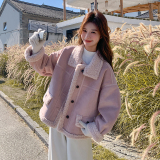 现货新款皮毛一体粉色外套271-9230P195K288，女装短外套，浙宝271