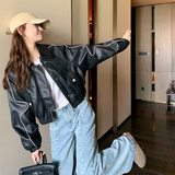 美式黑色机车服外套女春秋2025新款超火好看高级小众皮衣夹克上衣，女装皮衣，浙宝271
