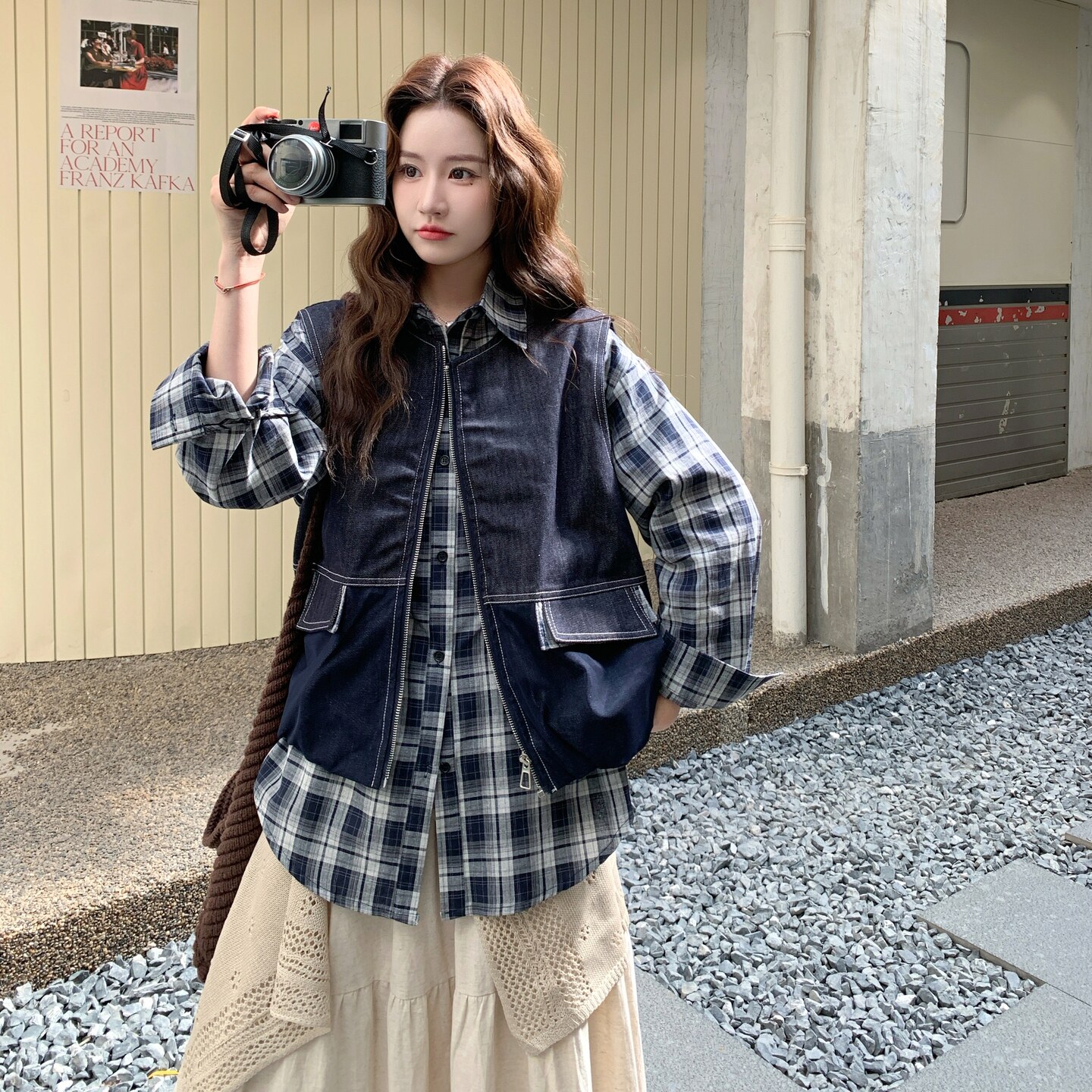 通勤风休闲风时尚套装高腰吊带复古背心显瘦裙子秋季春秋显瘦气质,女装套装/套裙,浙宝271