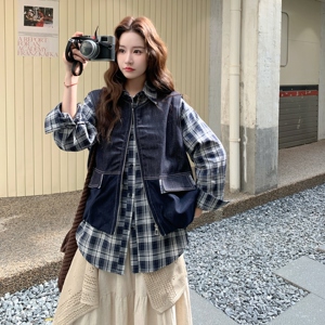 通勤风休闲风时尚套装高腰吊带复古背心显瘦裙子秋季春秋显瘦气质,临海海边裙子穿搭图片