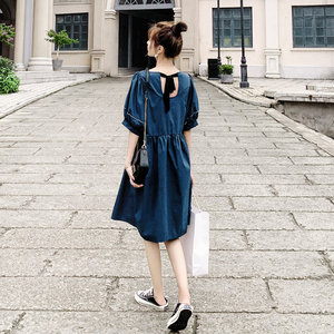 法式黑色华夫格连衣裙女夏季2025年新款复古浪漫赫本风宽松娃娃裙,女装连衣裙,浙宝271