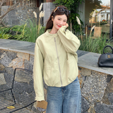 黄色立领皮衣外套女2025春季新款今年流行小个子宽松休闲机车夹克，女装短外套，浙宝271