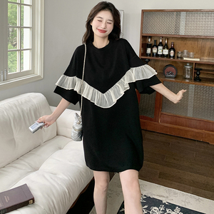 现货 休闲慵懒风木耳边拼接连衣裙 2C369-6087-P105K158图片