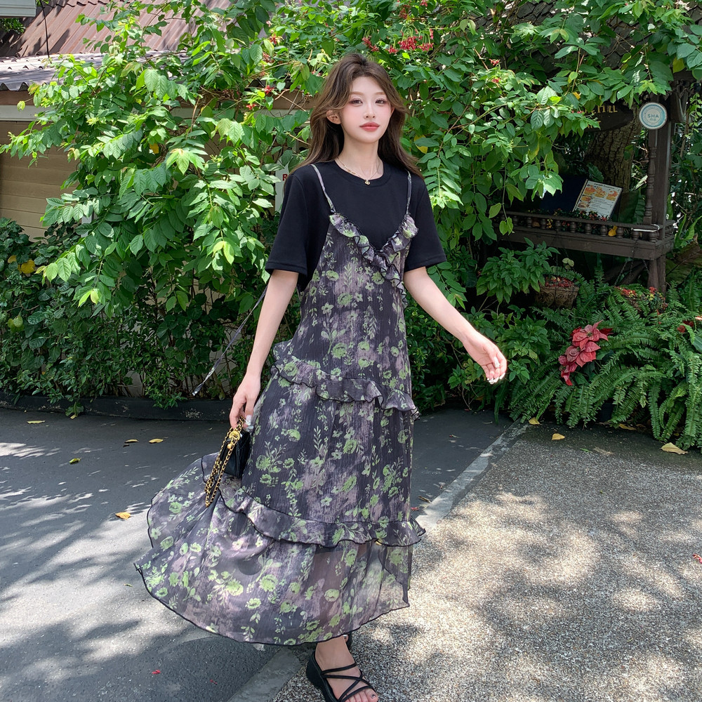 现货新款假两件度假风连衣裙2C369-6221P135K198，女装连衣裙，浙宝271