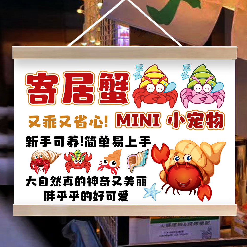 寄居蟹挂画招牌摆地摊夜市摆摊网红小孩宠物玩具油画布防水广告牌