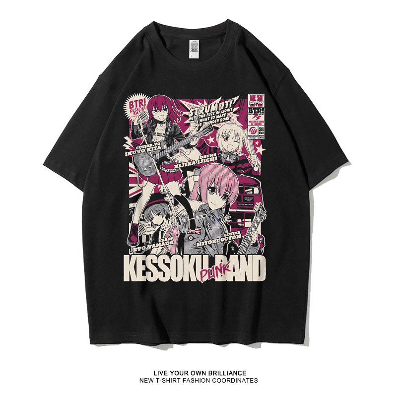 thumbnail for Summer lonely rock short-sleeved T-shirt anime periphery Pochi sauce with the same two-dimensional cotton pain clothes student half-sleeved