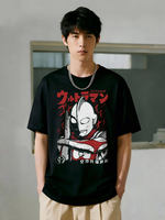 Ultraman short-sleeved T-shirt for men in summer, Japanese retro style, salted egg Superman, trendy loose T-shirt for students, half-sleeved thumbnail 6