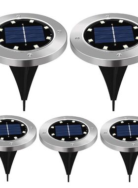 不锈钢太阳能灯地埋灯8LED户外防水插地草坪灯花园庭院灯氛围路灯