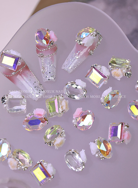 夏日冰透堆钻成品超闪爆款长方直角鸽子蛋水晶钻指甲装饰钻球B464