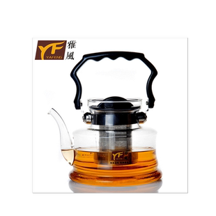 YF雅风茶壶玻璃带嘴茶壶可直火加热手提壶不锈钢茶漏壶茶器泡茶壶