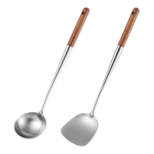 SUS304不锈钢炒勺花梨木炒菜勺子炒铲汤勺厨勺打菜勺家用木柄锅铲