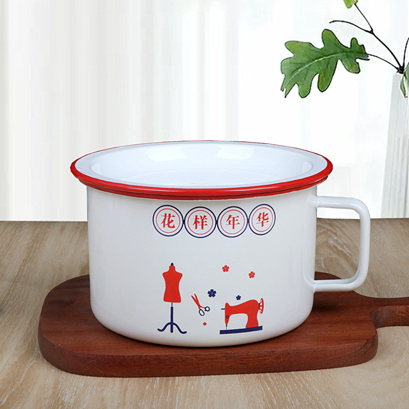 珐瑯搪瓷泡面 面碗搪瓷快餐杯经典怀旧盖碗饭碗饭碗豆浆杯大缸子