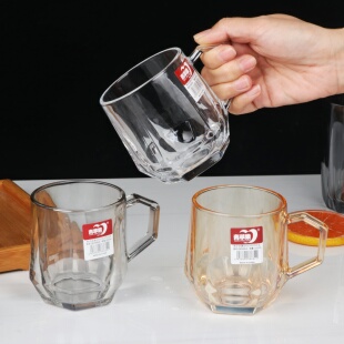 青苹果无铅玻璃垣凌把杯钠钙玻璃水杯啤酒杯带把玻璃喝水杯饮料杯