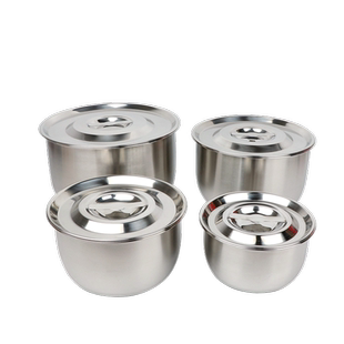 升级304不锈钢带盖盆加厚加深盆油盆提手带盖碗搅拌盆洗菜盆汤盆