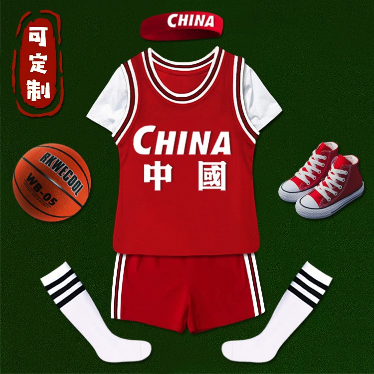 儿童篮球服套装幼儿园订制表演训练服夏季短袖纯棉国风运动衣印字
