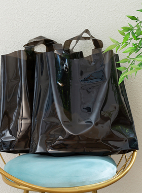 黑色服装店女装装衣服手拎袋子透明Gao档手提塑料购物袋Pi发印刷