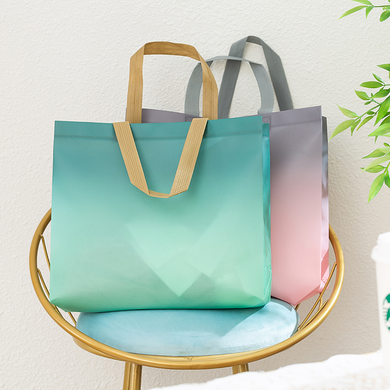 粉色覆膜无纺布手提袋定制定做LOGO订制服装店装衣服袋子环保女装