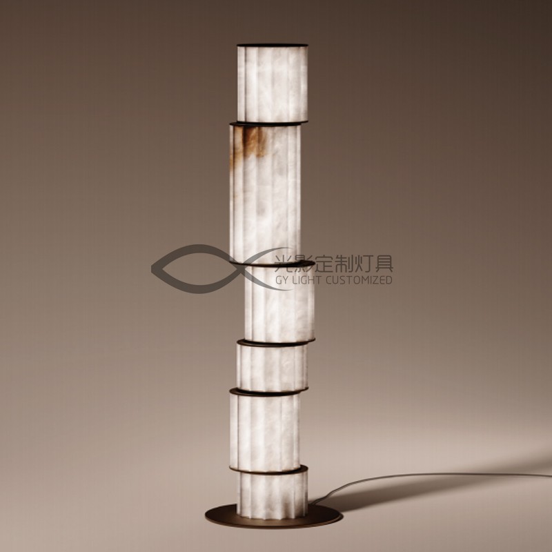 轻奢天然云石落地灯中古别墅客厅灯Apadana alabaster floor lamp