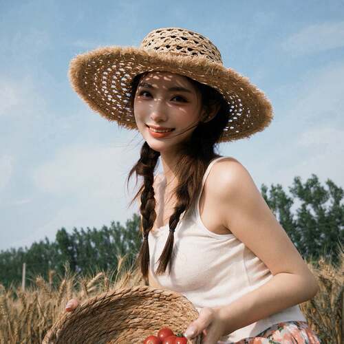 草帽海边沙滩帽女夏季遮阳镂空