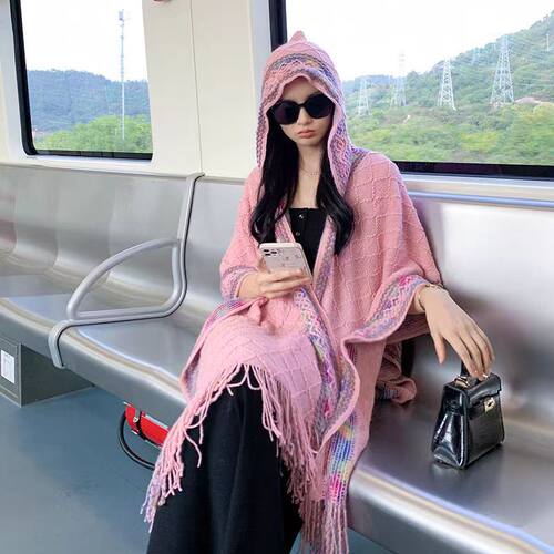民族风连帽披肩女士外搭斗篷披风