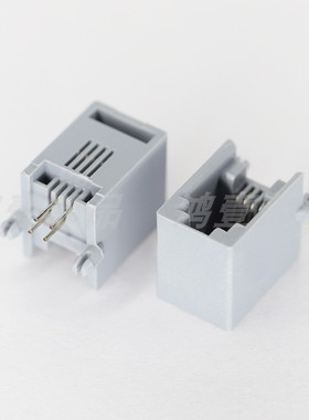 RJ11灰色90度4P4C网络电话插座全塑4芯连接器接口座 RJ11-G0401