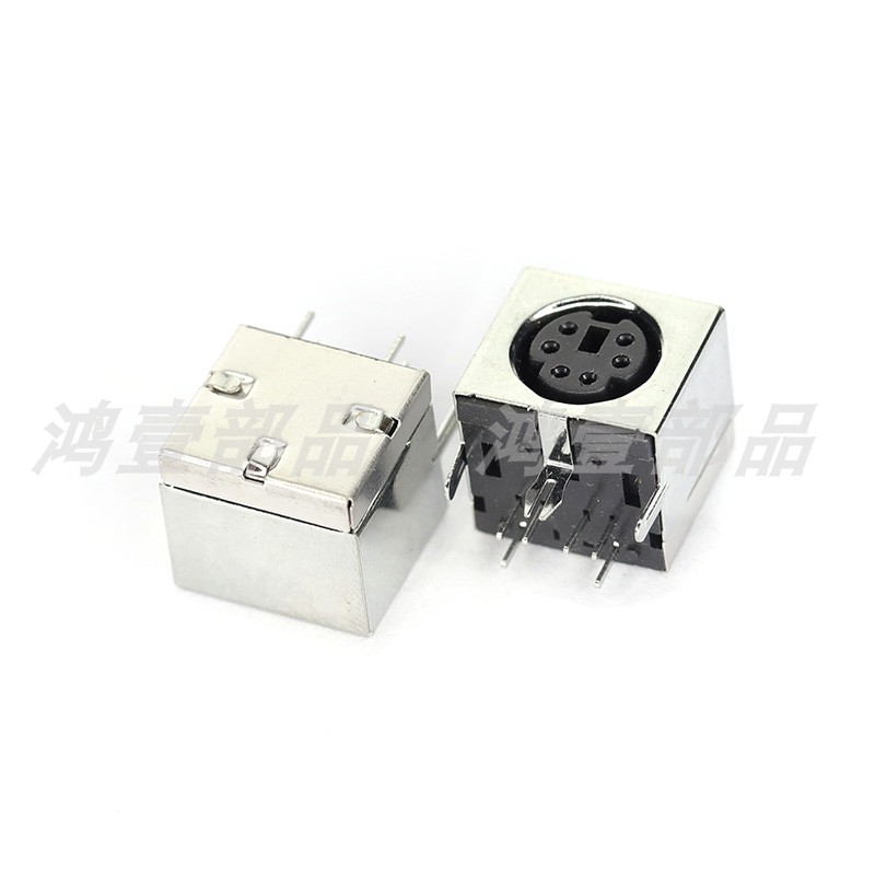 鸿壹S端子连接器 6P全包黑色MINI DIN工控主板接口母座 HY-506