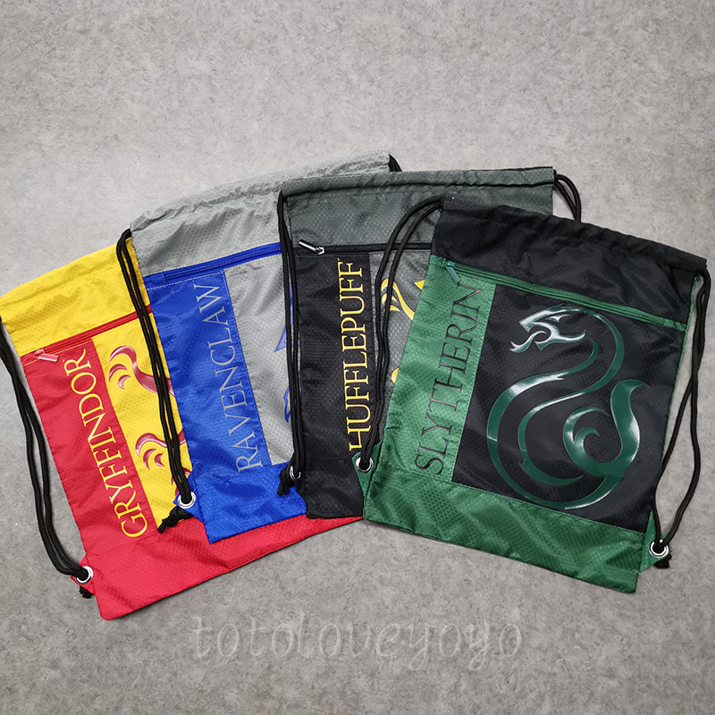 现货哈利波特正版格兰芬多斯莱特林抽绳束口双肩背包轻便运动健身