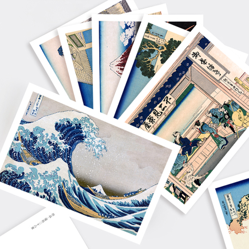 创意明信片 经典浮世绘 富岳三十六景全集 葛饰北斋名画欣赏 神奈川冲浪里 艺术珍藏贺卡 生日节日文艺礼品毕业礼物