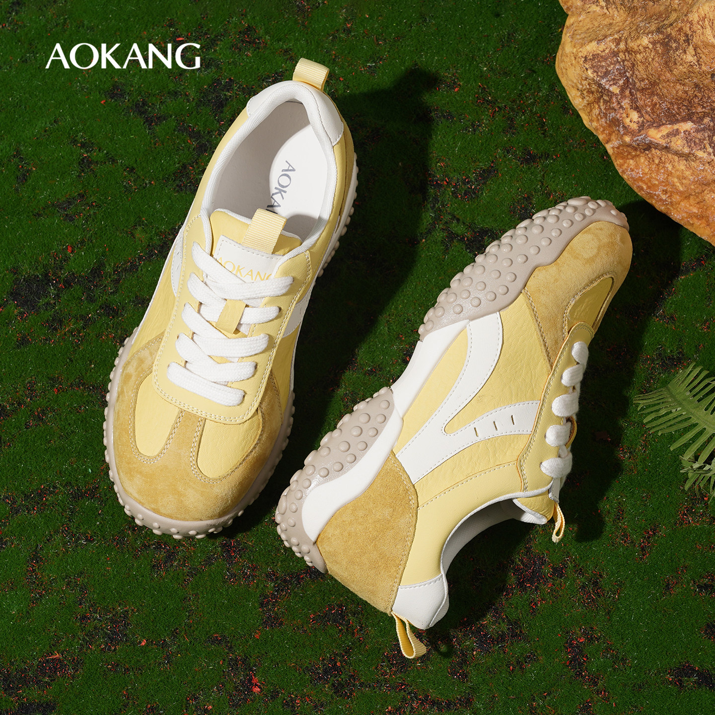 奥康女鞋2025新款秋季复古德训鞋女款舒适通勤百搭板鞋